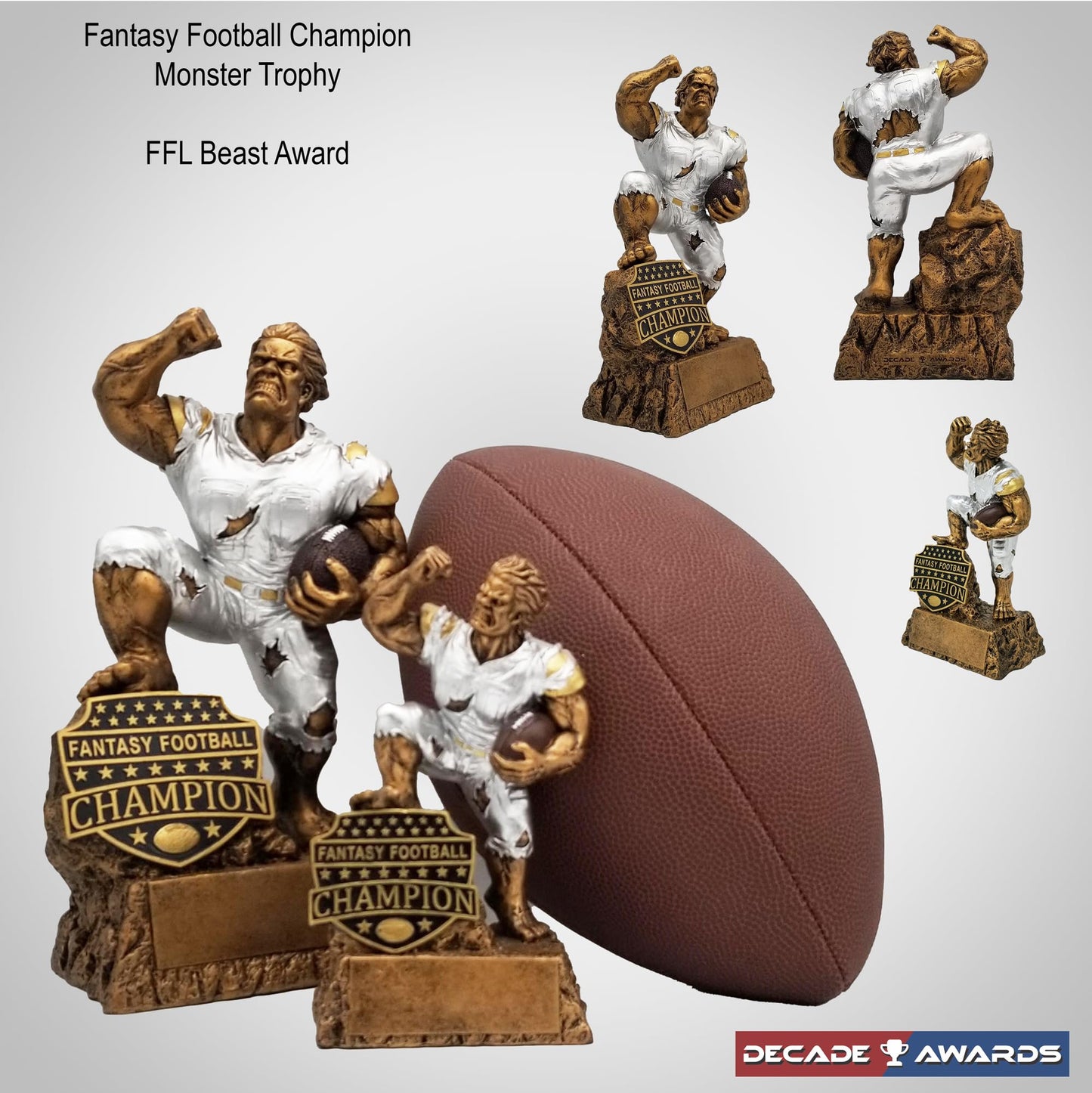 Decade Awards Personalized Monster Fantasy Football Champion Trophy - Engraved FFL Champion Monster Award - FFL League Goat Prize - Customize Now (6.5 Inch)
