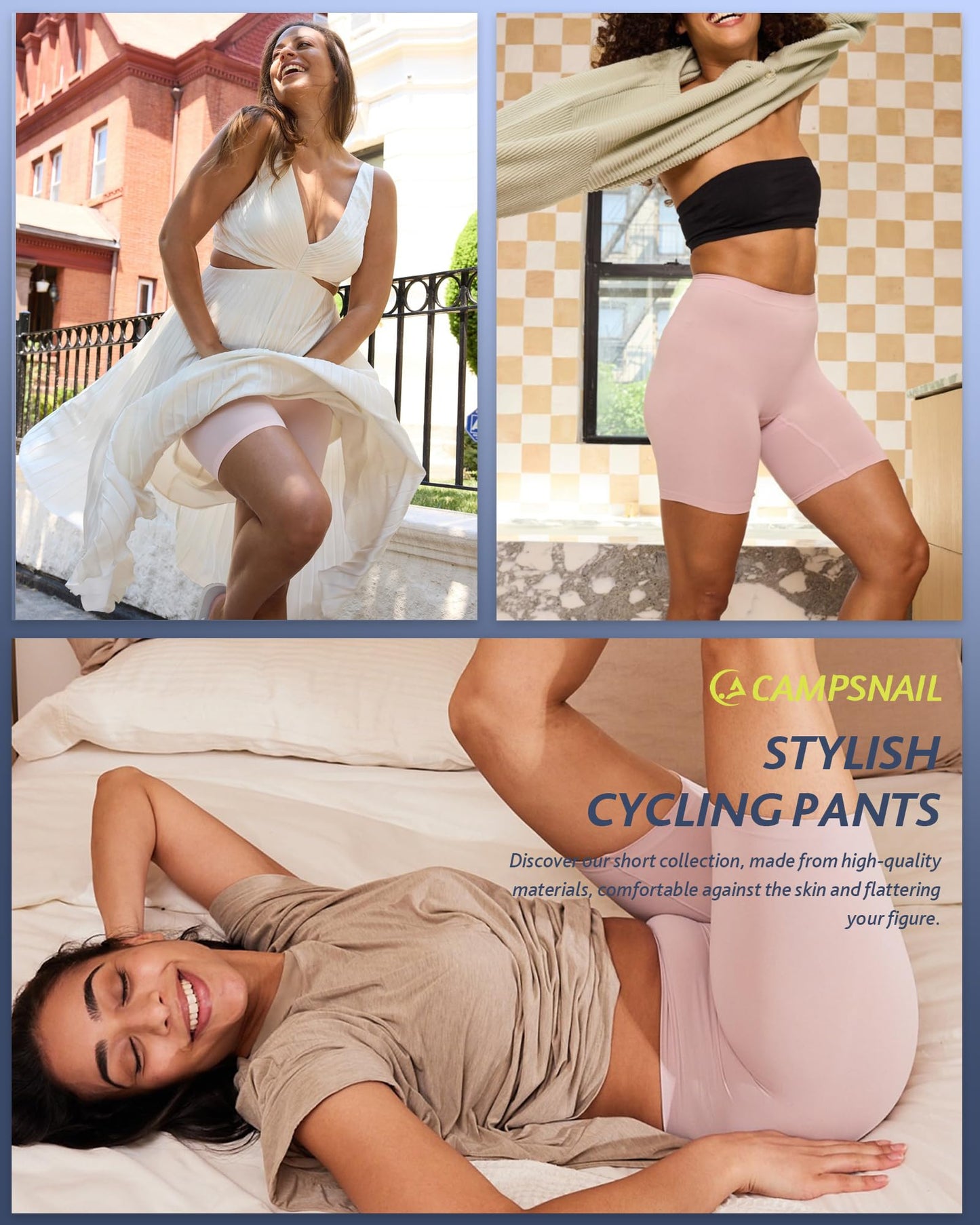 CAMPSNAIL Workout Biker Shorts Women - 3"/5"/8" High Waisted Tummy Control Spandex Booty Volleyball Shorts for Yoga Dance