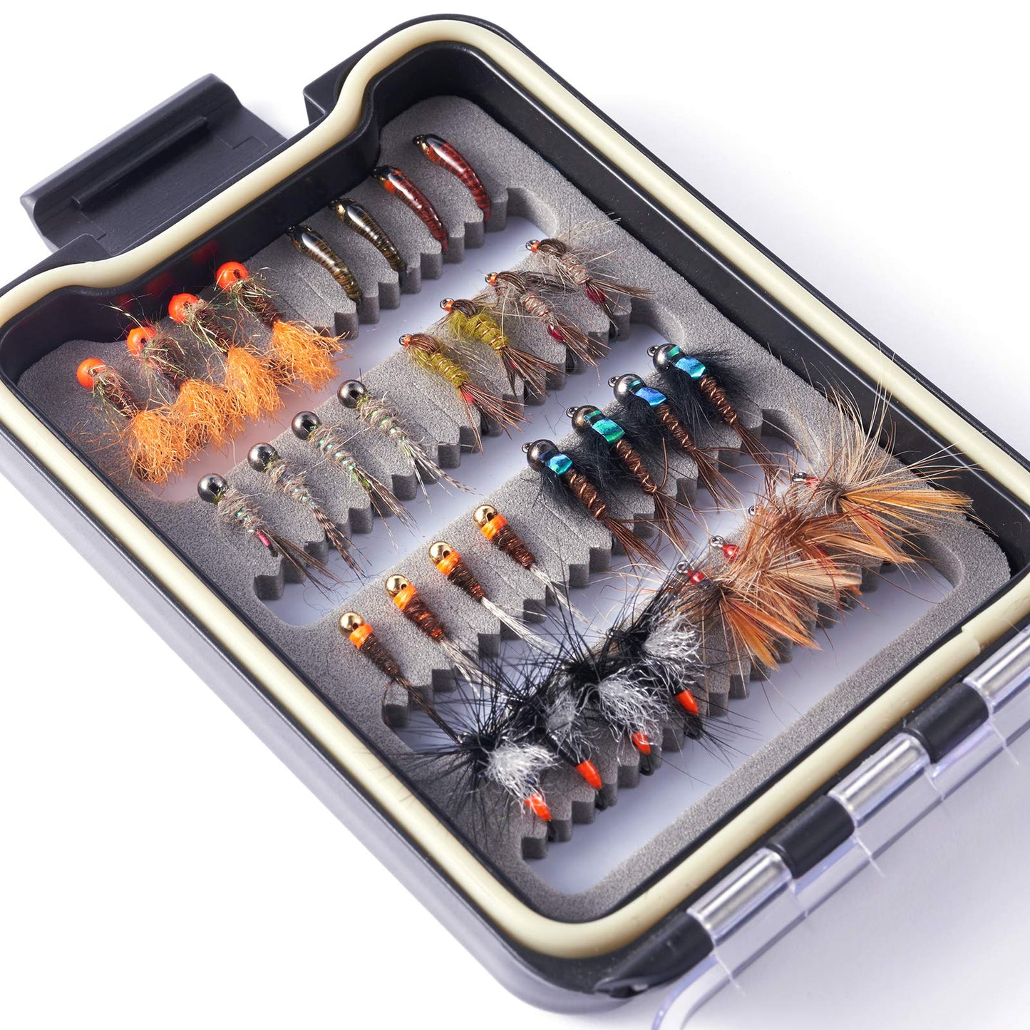 BASSDASH Fly Fishing Flies Kit Fly Assortment Trout Bass Fishing with Fly Box with Dry/Wet Flies, Nymphs, Streamers, Popper