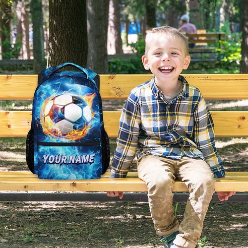 GiftoFLUX Kids Backpack - Personalized Soccer Backpacks for Boys Girls - Custom Sports Bookbag for Youth - Durable School Bag for Elementary(17 Inch)