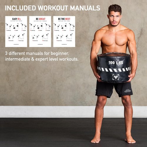 Elite Sports Heavy-Duty Workout Sandbag- Unfilled, Durable Sand Bags for Powerlifting, Combat Training & Full-Body Workouts (Black, 70 LBS)