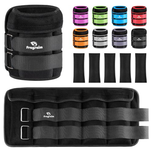 Fragraim Adjustable Ankle Weights 1-20 LBS Pair with Removable Weight for Jogging, Gymnastics, Aerobics, Physical Therapy, Resistance Training|Each 2-10 lbs, Total 20LBS, Black