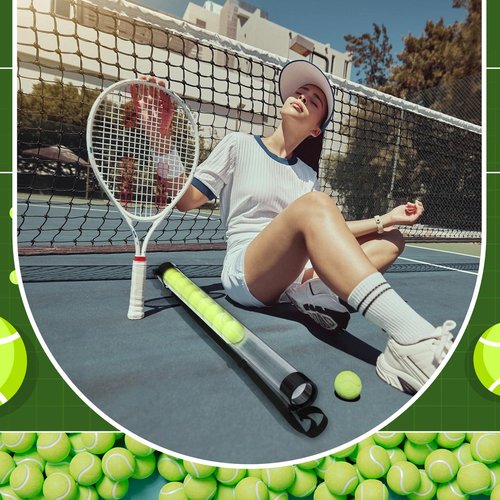 Lenwen 2 Pcs Tennis Ball Pick up Tube with Shoulder Strap Lightweight Collector Holder 15 Tennis Ball Picker Grabber Retriever Tube Carrier(Clear)