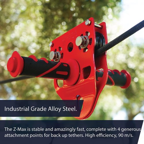 Fusion Climb Z-Max Heavy Duty Trolley with Stainless Steel Trolly Double Pulley with Handle, 23kN for Backyard Zipline,Climbing,Playground Equipment CE Rated
