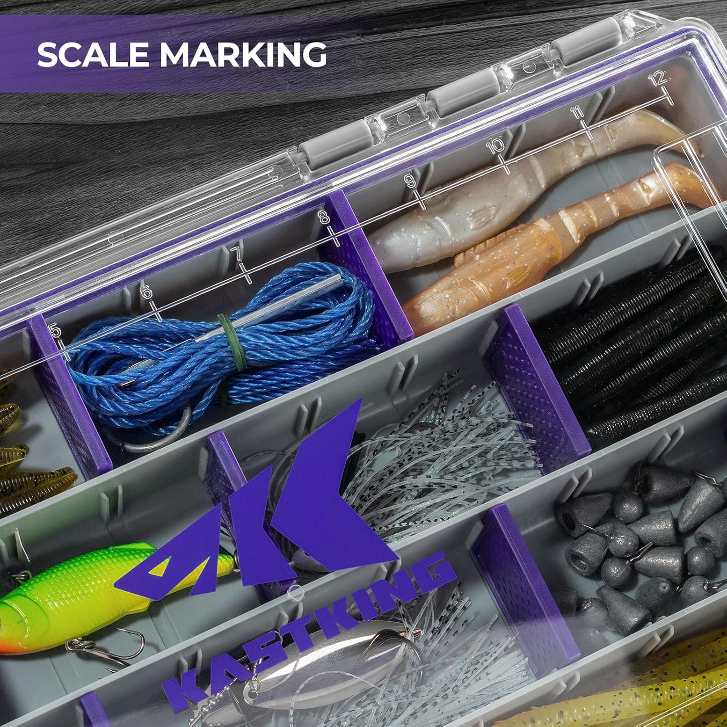 KastKing HyperSeal Waterproof Tackle Box — Royale Family Edition, Waterproof 3600 and 3700 Tackle Trays, Fishing Tackle Box Organizer with Removable Dividers