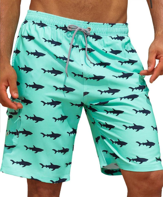 APTRO Men's Swim Trunks 9" Quick Dry Bathing Suit Big & Tall Beach Swimsuits #139 Shark L