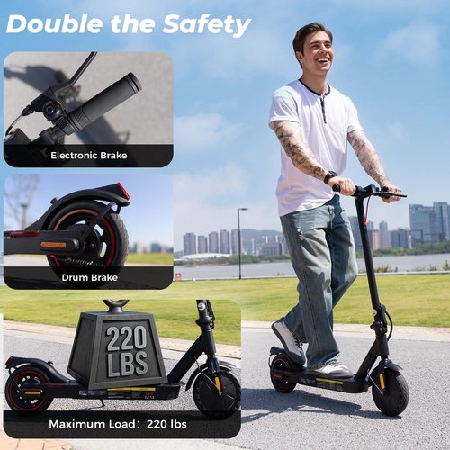 Electric Scooter - 500W Motor Electric Scooter Adults, 21 Miles Range, 18.6 MPH Max Speed, Double Braking Systems, 8.5’’ Pneumatic Tire Folding & Portable E-Scooter for Commuter