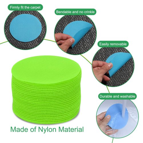 uxcell 30 Pcs Carpet Spot Markers, 4 Inch Non-Slip Rubber Agility Markers for Classroom Carpet, Circles Spots Dots for Football, Basketball Training Markers, Green