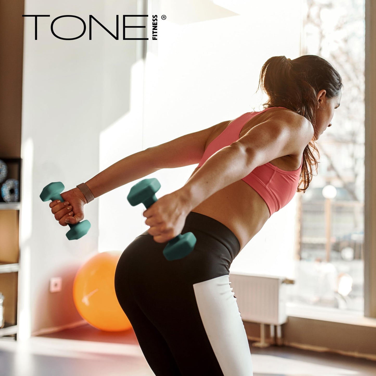 Tone Fitness 20 lb Neoprene Dumbbell Pair for Home Workouts – Non-Slip Design - Blue