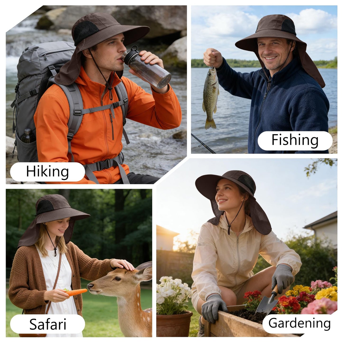 Sun Hat for Men Women with Neck Flap,UPF 50+ UV Protective Hiking Fishing Hats,Wide Brim Sun Hat for Women&Men