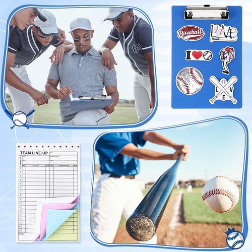 Fuyoooo 80 Set Baseball Softball Lineup Cards with 17 Player Roster 4 Part Form Copy for Coaches Team Sports with Writing Clipboard Storage Box Baseball Softball Stickers and Loose Leaf Binder Ring