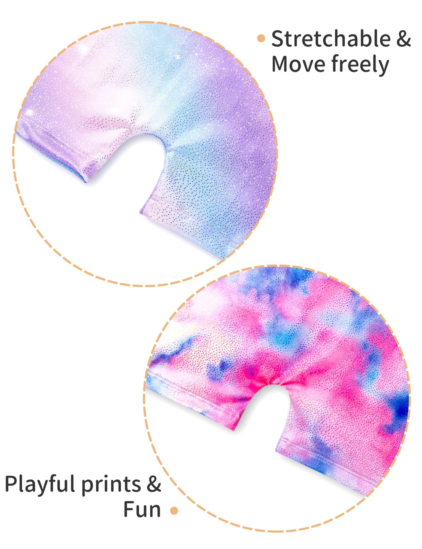 Nokecina Girls Gymnastics Leotards Size 7-8 Years Old Shiny Colorful Stars 2 Packs Athletic Bodysuits