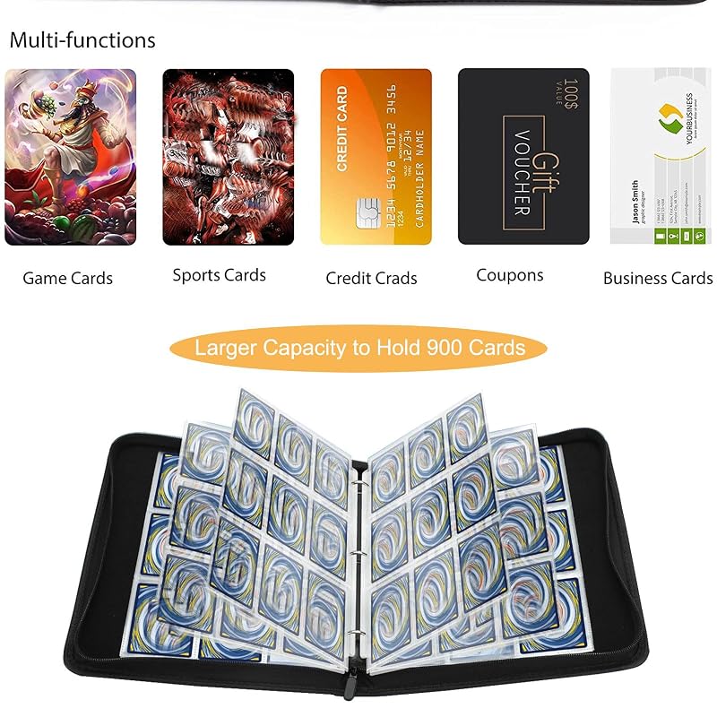 Trading Card Binder Deluxe – Premium 9-Pocket Album with 900 Pockets, Red & White Variation