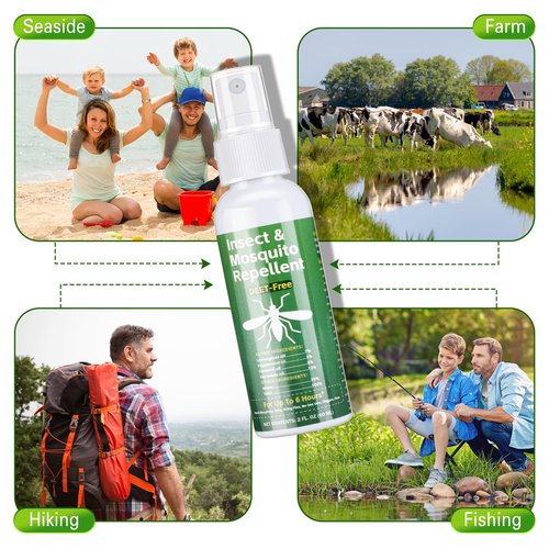 Bug Spray, Plant-Based Insect Repellent for Mosquito Outdoor Travel Size, Pump Spray, Safe for Pets and Kids, 2fl oz, Pack of 2