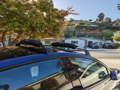 HIKULA 28" Soft Aero Roof Rack Pads for Various Crossbars with Two 15' Premium Scratch Resistant Silicone Buckle Tie Down Straps for SUPs, Surfboards, Kayaks, Canoes Includes Storage Bag