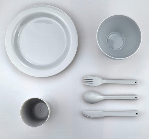 Plastic Plates and Bowls Sets,College Dorm Room Essentials Dishes Set Camping Plates,Dinnerware Accessories Mess Kit-Microwaveoven Safe BPA-Free with Mesh Bag-24PCS