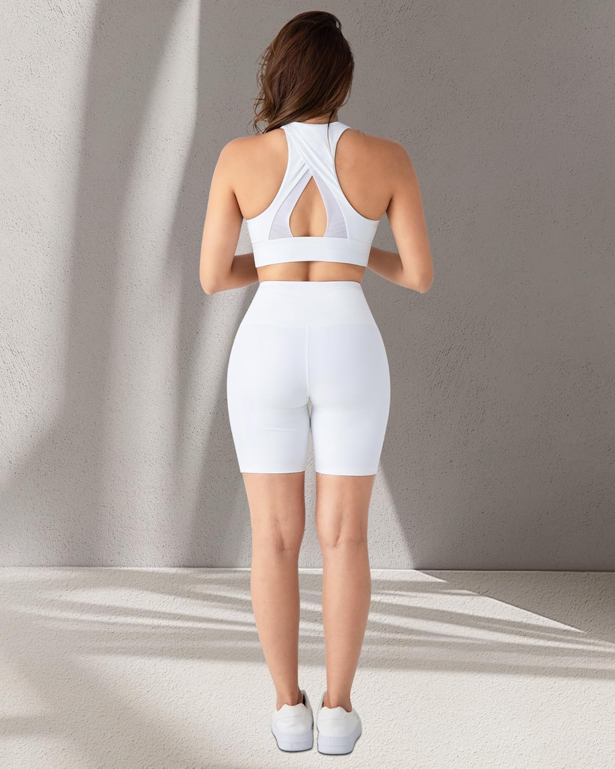 2 Packs Biker Shorts with Pockets for Women, Tummy Control High Waist Spandex Shorts 8" (2BlackDGrayLGray, XL)