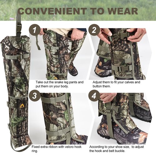 Anewkle Snake Guard Chaps Waterproof Snake Chaps for Hunting Snake Bite Protection Gear Adjustable Size Snake Bite Protective Gaiters Anti-Snake Gaiters for Legs