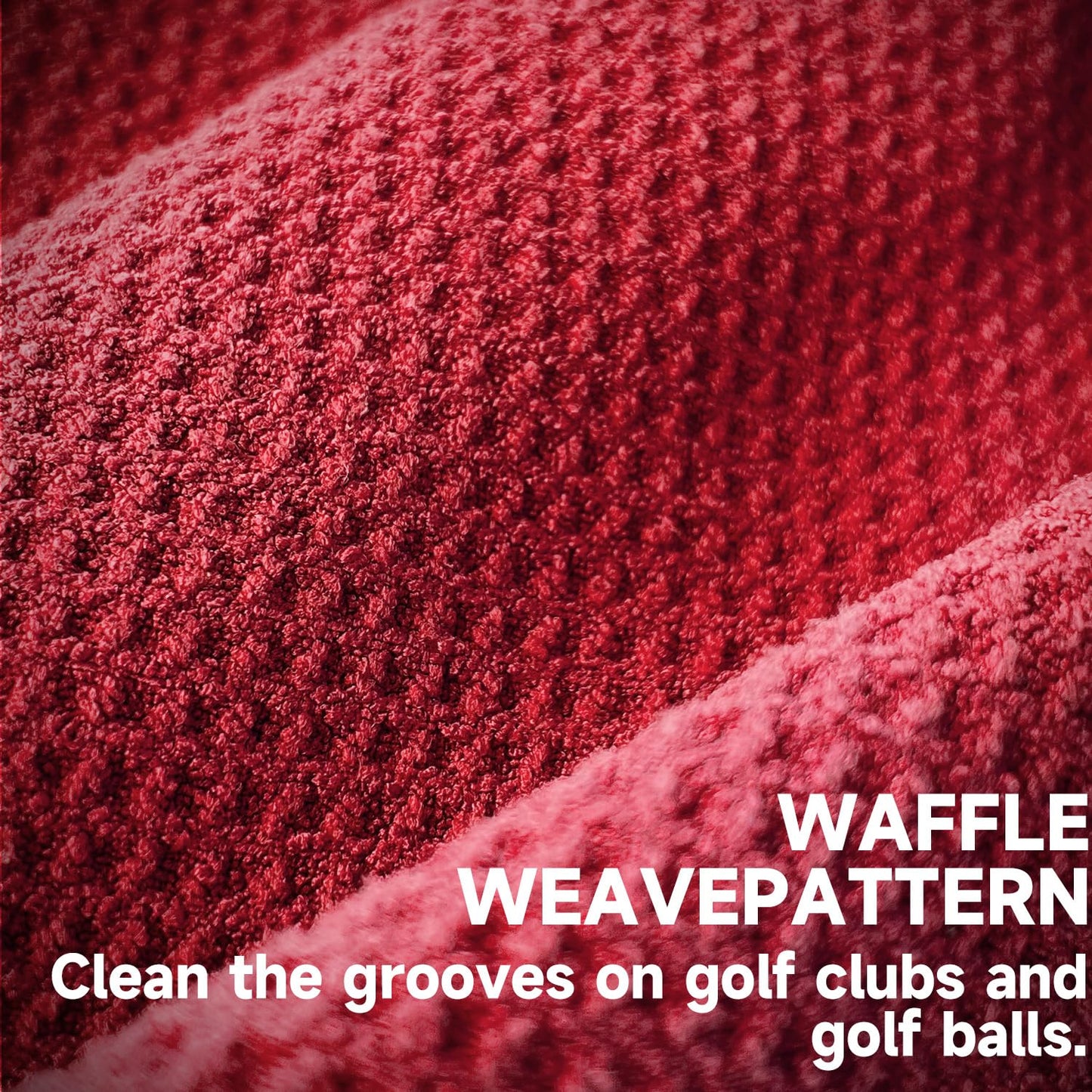 3 Pack Golf Towels - 16"x24" Tri-Fold Waffle Microfiber Golf Towel for Golf Bag/Golf Cart, Heavy-Duty Carabiner & Ultra Absorbent Fabric to Wipe Sand, Mud & Sweat (Black/Grey/Red)