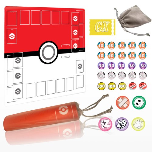Extalas Playmat for Trading Card Game ??2-Player Trainer Mat with 31 Damage Counters and Professional Storage Bag