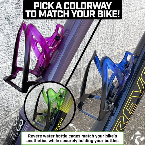 Revere Ultra-Light Bike Water Bottle Holder – Durable Bicycle Bottle Cage for Road, MTB, & Mountain Bikes – 2-Pack with Screws & Installation Tool – Premium Cycling Accessories (Green/Black)