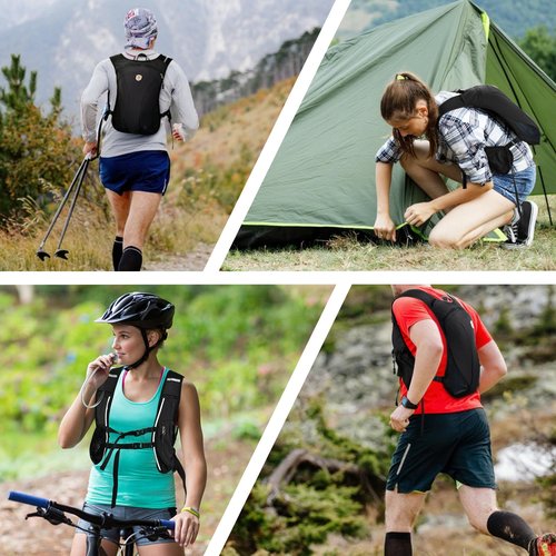 MIAOJIA Hydration Backpack with 2L Water Bladder Bag, Lightweight and Breathable Running Vest for Men, Adjustable Chest Straps Water Pack for Cycling Hiking Climbing Outdoor Rave for Women(Black)
