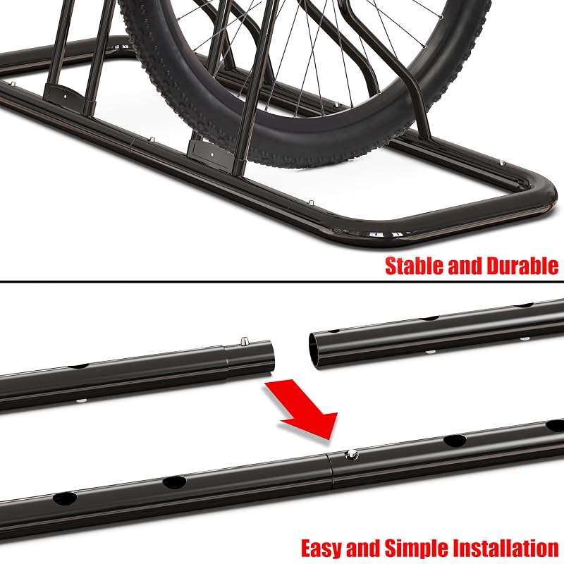 2-Bike Adjustable Floor Storage Rack - Black by Simple Houseware (Variation: Black+2-Compartment)