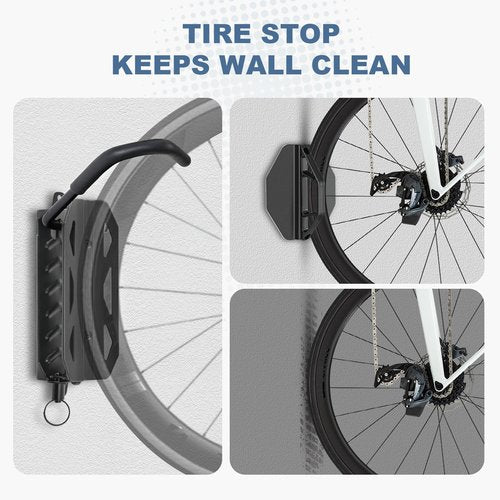 QAQ Swivel Bike Wall Mount, Vertical Bike Rack Garage Holds Up To 66lbs, Bike Hooks For Garage Space-Saving, Easy To Install -1 PACK