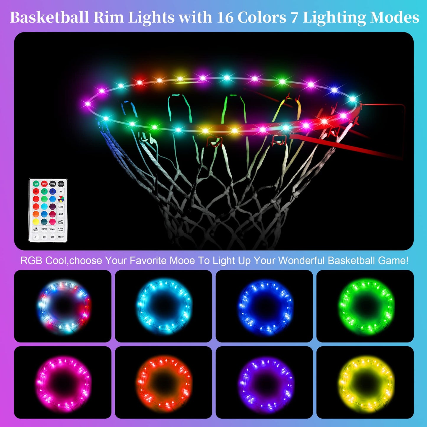 Ajerg LED Basketball Hoop Lights, Waterproof Basketball Rim Light