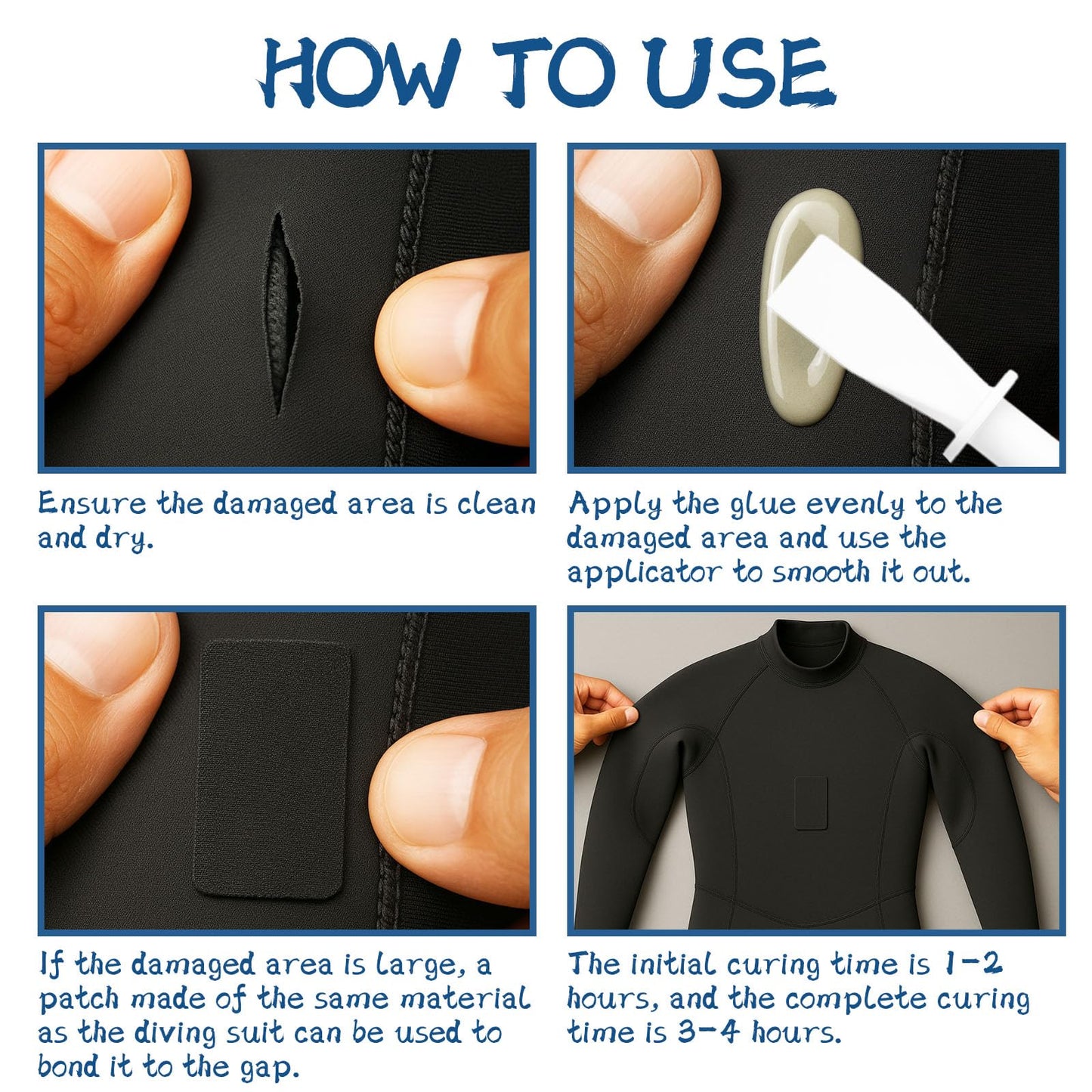 WAN2TLK Wetsuit Repair Kit, 100g Wetsuit Glue & Applicator, Quick Permanent Fix Wader Patch Kit for Wetsuits, Neoprene, Diving Suits, Waders