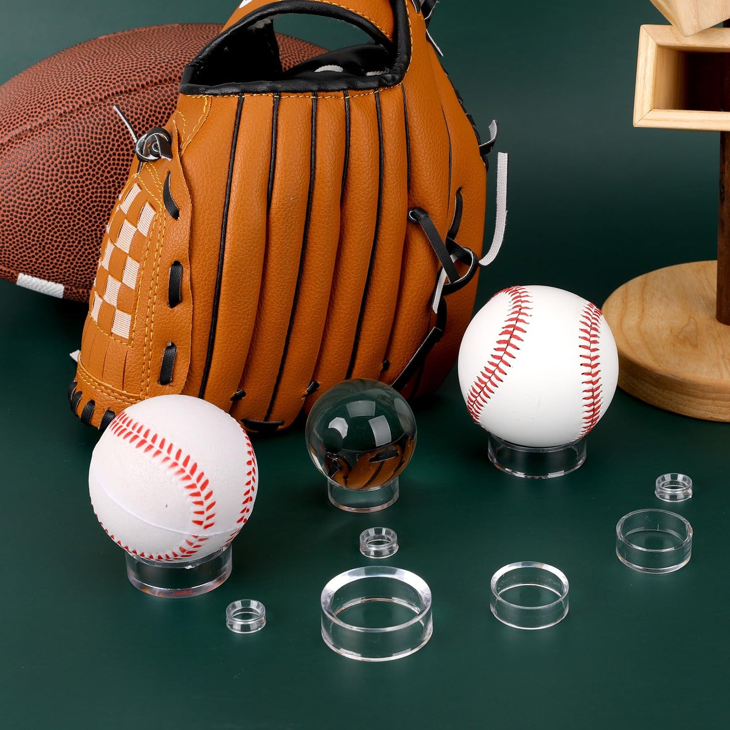 18 Pack Crystal Sphere Holder Clear Mini Ball Stand Baseball Display Holder, Clear Round Display Holders 3 Sizes Each 6 for Golf Ball, Softball, Tennis Balls, Spheres, Marbles Small Medium Large