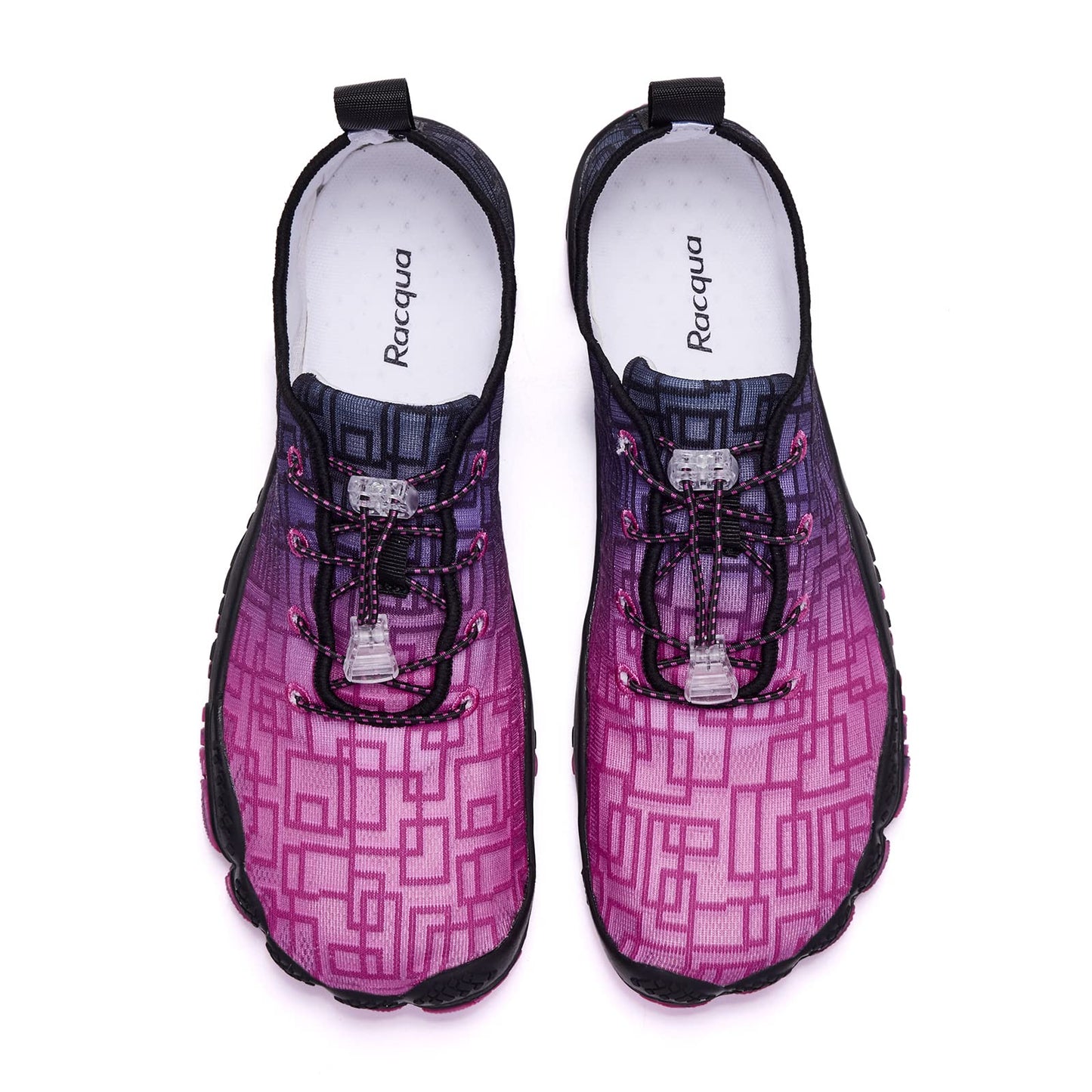Racqua Swim Shoes Quick Dry Barefoot Water Aqua Sport Beach Surf Pool Hiking Diving Walking for Women Gradient Rose/Black 10.5