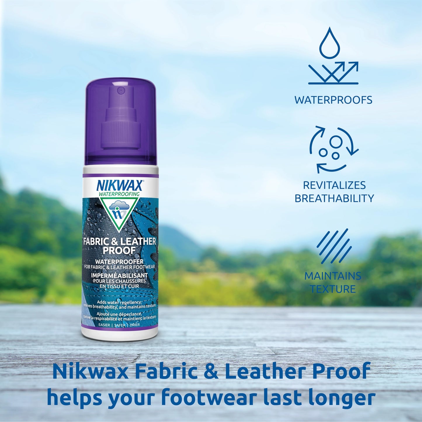 Nikwax Fabric & Leather Proof, Spray-On Waterproofing for Footwear, Restores DWR Water Repellency, Boot & Shoe Care, Rain Protection, Safe for Gore-Tex
