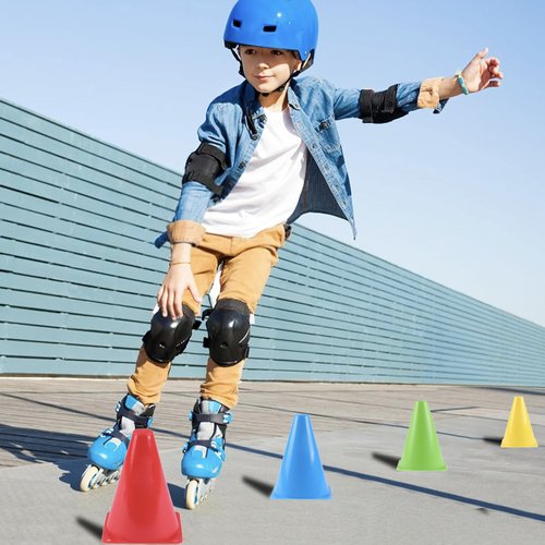 Qtheaes 7" Soccer Cones for Training, 36 Pack Sports Agility Field Plastic Small Cones for Kids Skating Basketball Football Practice Drills, 6 Colors