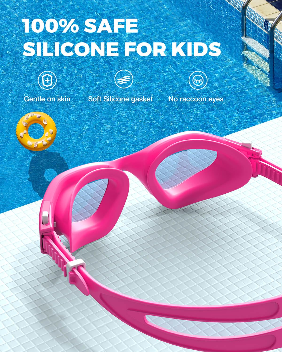 OMID Kids Swim Goggles, P2mini Lite Clear Lens Anti-Fog UV Protection Comfortable Swimming Goggles for kids Age 6-14
