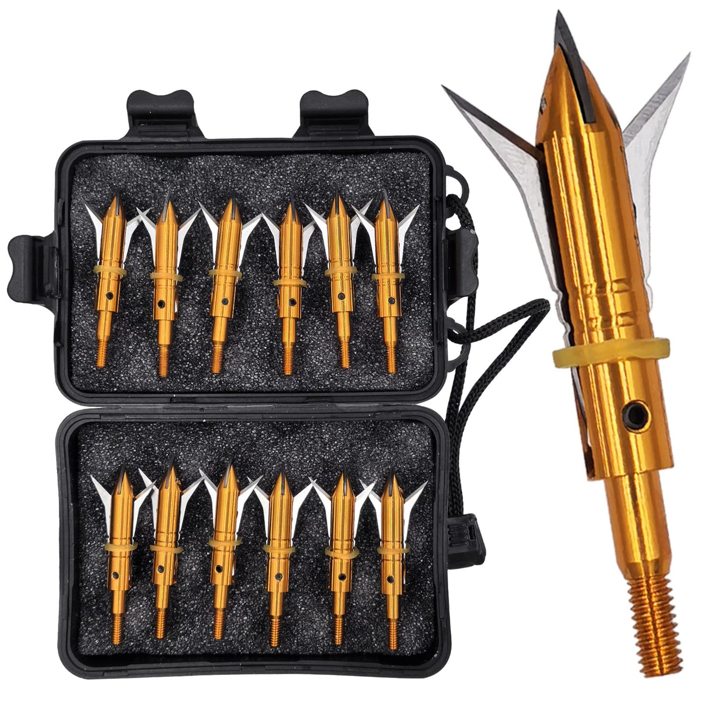 Flying Swifts Hunting Broadheads 12PK Cutting Blade Archery Broadhead 100Grain Screw-in Arrow Heads Arrow Tips Compatible with Traditional Bows and Compound Bow (Gold)