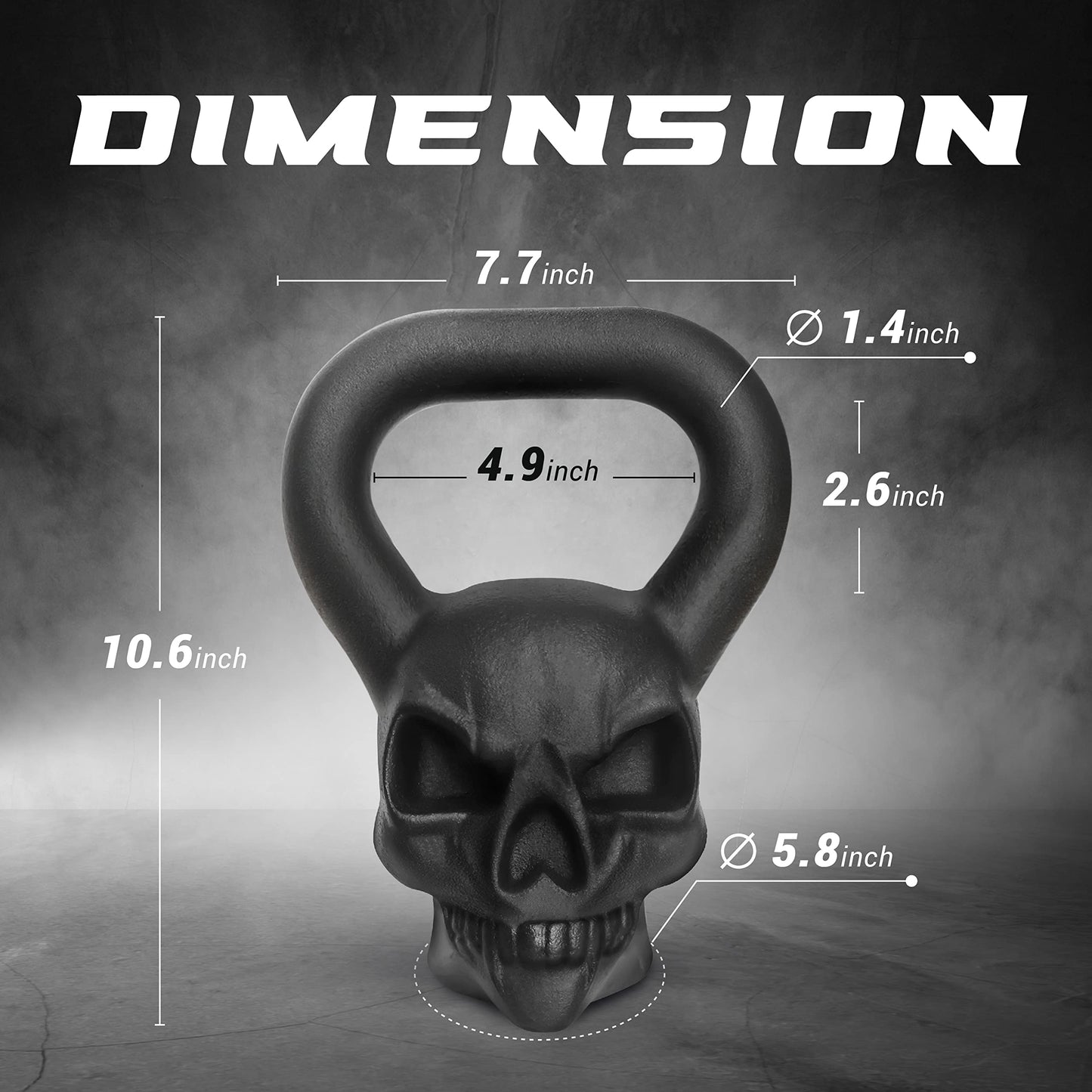 Yes4All Skull Kettlebell Demon 35 lb, Primal Cast Iron Powder Coated Kettlebells for Weights Exercises, Push up, Handle Grip Strength Training Equipment, Indoor Decorations