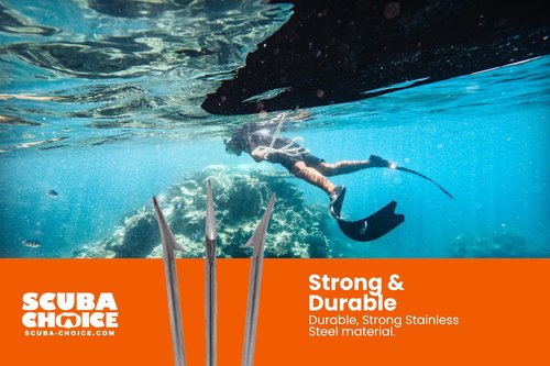 Scuba Choice 6" Stainless Steel Spearfishing Pole Spear Tip, 3-Prong Paralyzer Head with Barbs, 7mm Thread, Durable Replacement for Spearguns, Palantic 3" Speargun Tip Compatible
