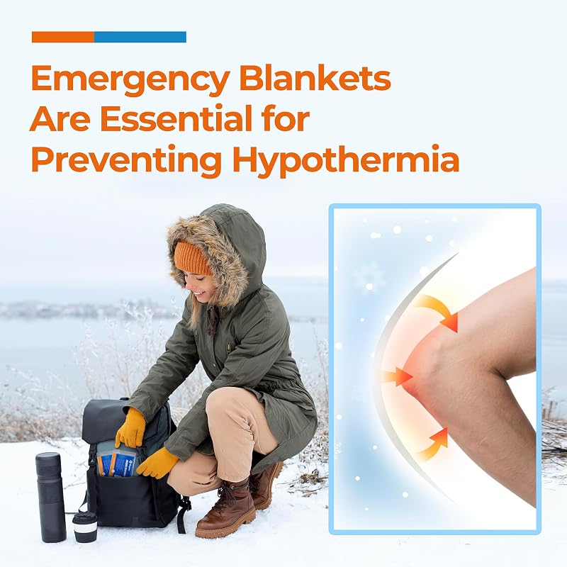 Emergency Blanket 84x52 in Pack of 75 Mylar Heat-Retaining Blankets - Bulk Homeless Outreach