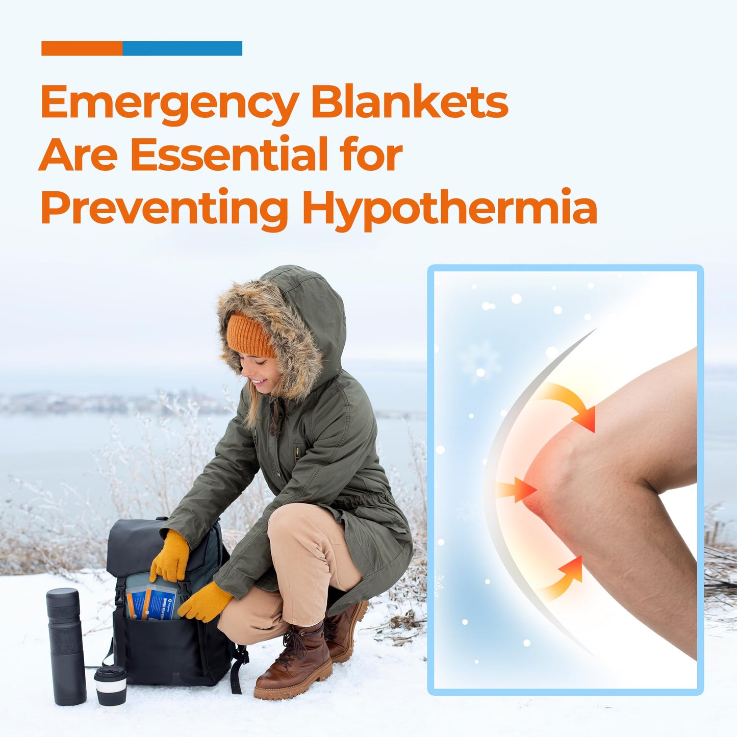 Emergency Blankets 4 Packs, 84" L x 52" W, Reusable Mylar Thermal Blankets for Survival Gear, Ideal for Camping, Hiking & First Aid, Retains 90% Body Heat in Cold, Snow & Winter Emergencies