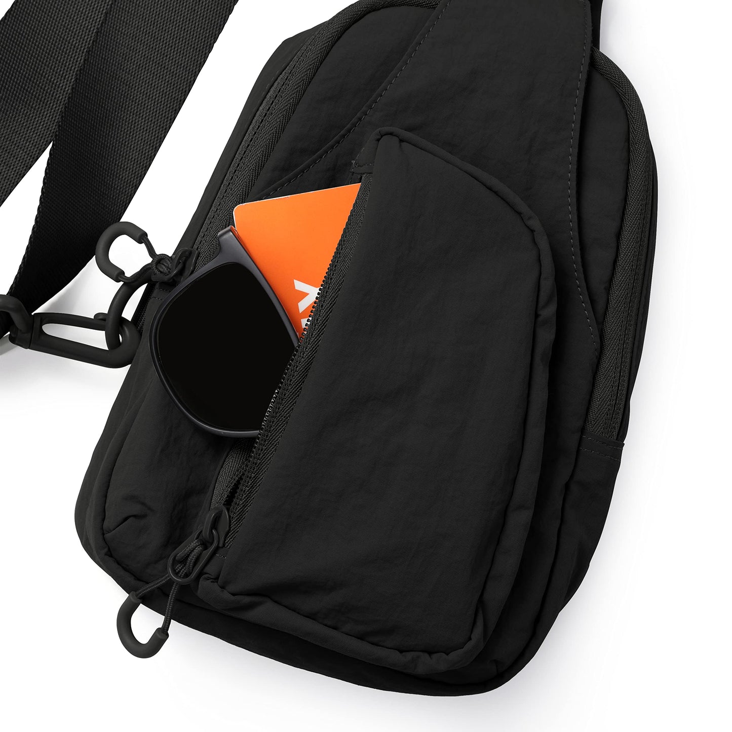 ODODOS Sling Bag with Adjustable Straps Crossbody Chest Bag Lightweight Small Backpack for Casual Outdoor Traveling Hiking, Black