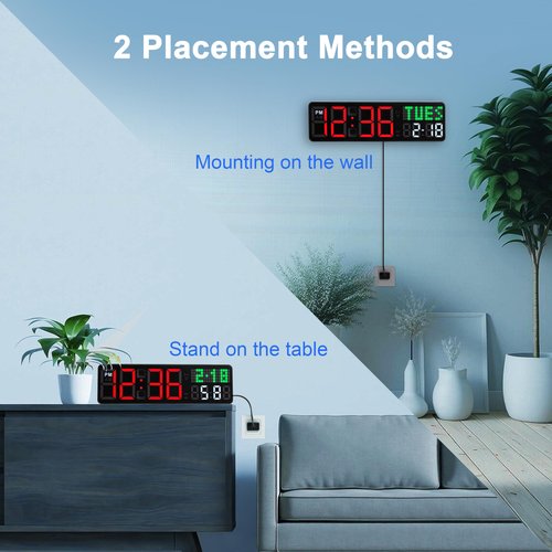 LUCORB Gym Clock Timer, Workout Clock with Seconds | 5 Display Modes, 4 Alarms | Remote Control Countdown Timer Wall for Home Gym Garage Living Room Classroom Office