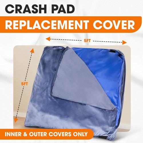 Cheer Collection Replacement Cover for Crash Pad – Soft Velour with Waterproof Nylon Lining, Machine Washable Sensory Pad Cover, Fits 5x5 Crash Pads (Cover Only)