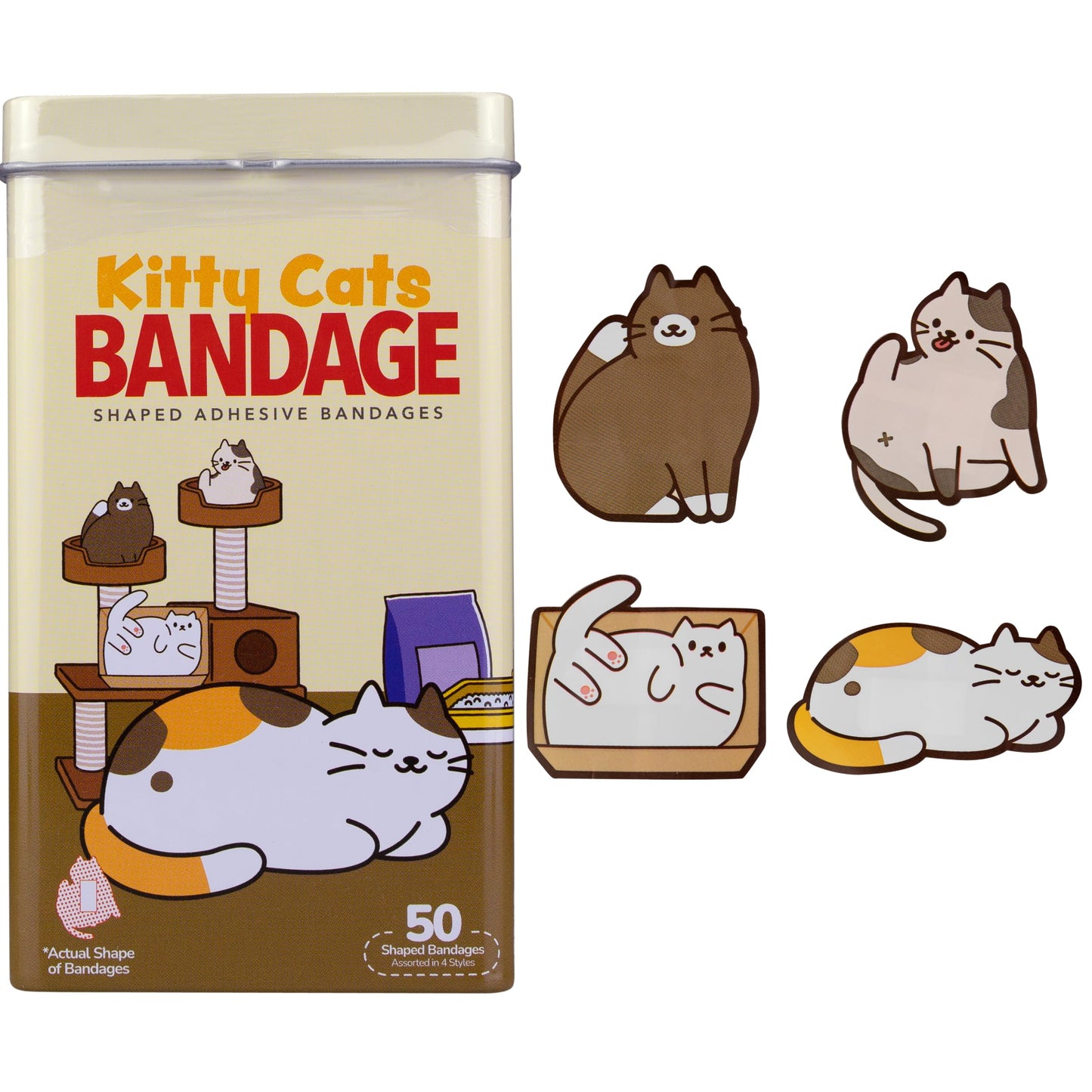 BioSwiss Bandages, Kitty Cats Shaped Self Adhesive Bandage Set, Latex Free, Sterile Wound Care, 50 Count