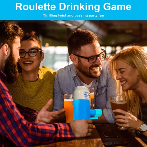 tngtswwcv New Shotgun Roulette Drinking Game with Surprise Spray Action Wild Drinking Game Beer Spray Can Holder, Party Game, Blue and Green