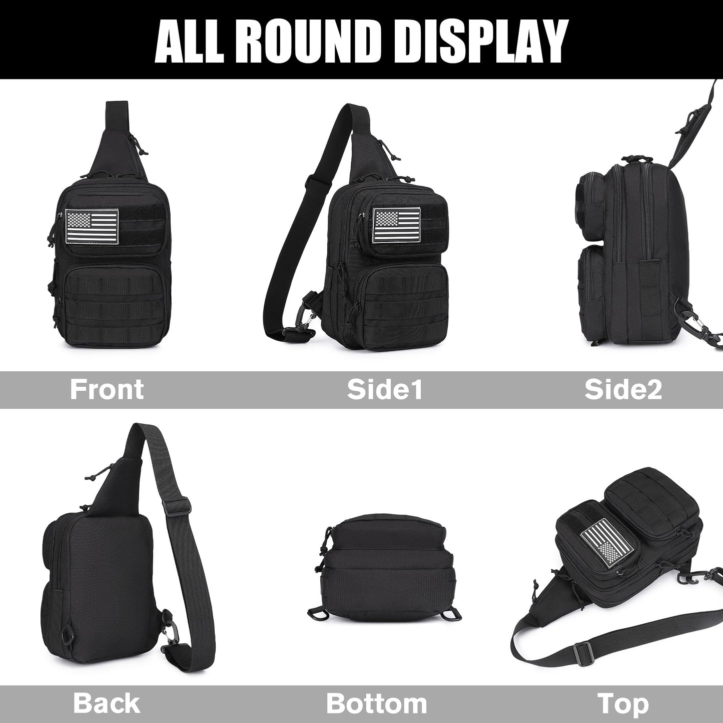 Wotony RFID Blocking Tactical Crossbody Bag for Men - Durable EDC Sling Shoulder Bag with Multi-Pocket Storage
