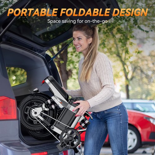 DTTZH Peak 1000W Folding Electric Bike for Adults, 28MPH Commuter 14" Foldable Ebike, 750W Motor Adults Electric Bicycle, 48V 15Ah Removable Battery UL 2849 Certified, 60 Miles PAS Range (Black)