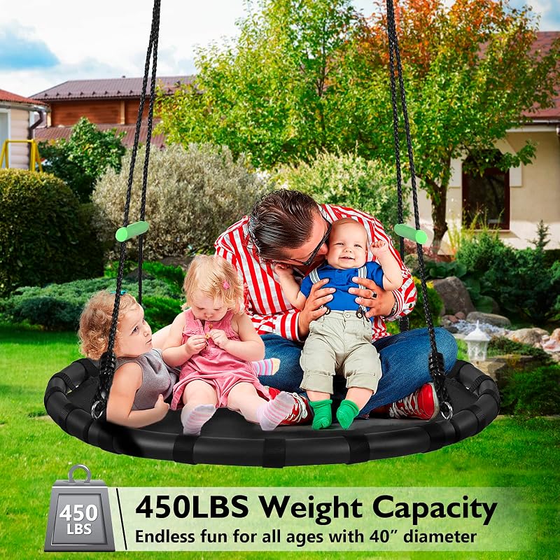 Tree Swing with PP Mat - Durable, Safe, and Easy to Install,Black