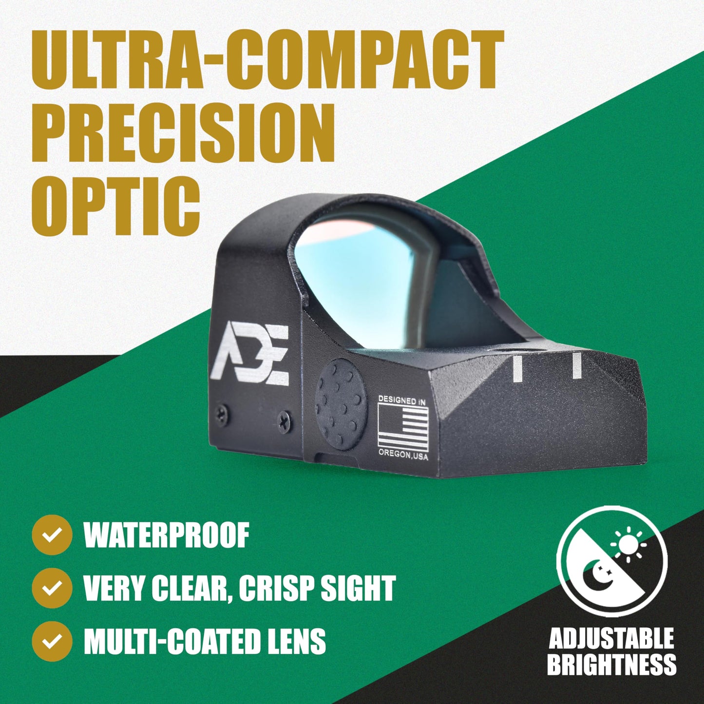 Ade Advanced Optics Crusader RD3-009 Red Dot Reflex Sight + Optic Mounting Plate for Taurus PT111 G2, Millennium G2, G2C, G3 with Original Rear Sight, PT140 G2, PT709, PT740, TX22 + Picatinny Plate