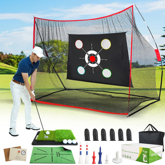 10x7 FT Golf Net with 2-in-1 Replaceable Non-Slip Golf Hitting Mat, Pro-Grade Chipping Golf Practice Net Kit, Net for Golf Driving Nets for Backyard, Indoor & Outdoor Use